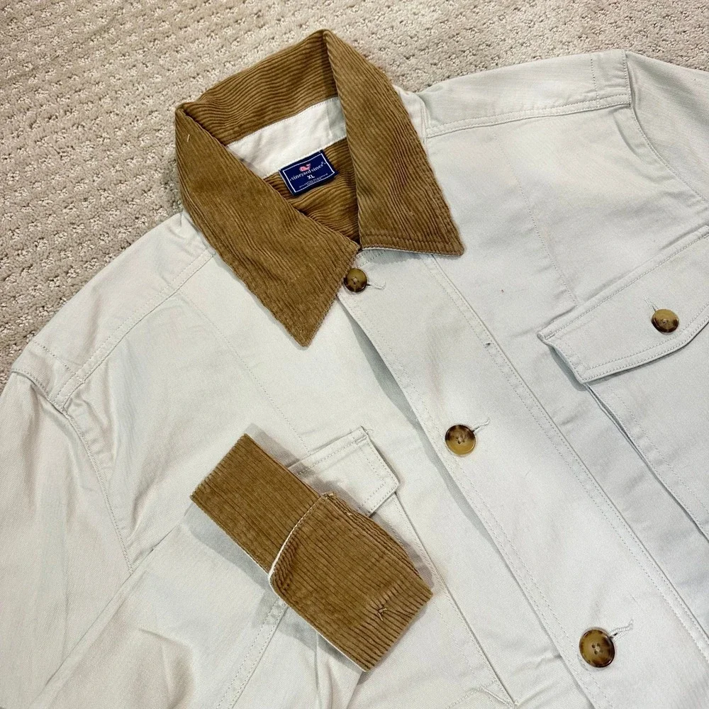 Vineyard Vines Field Jacket Mens XL Cotton Corduroy Trim Utility Chore Coat NEW